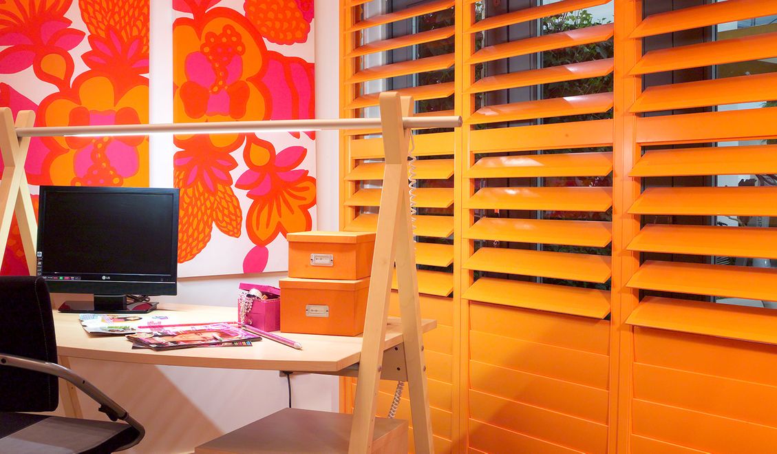 Bright orange shutters